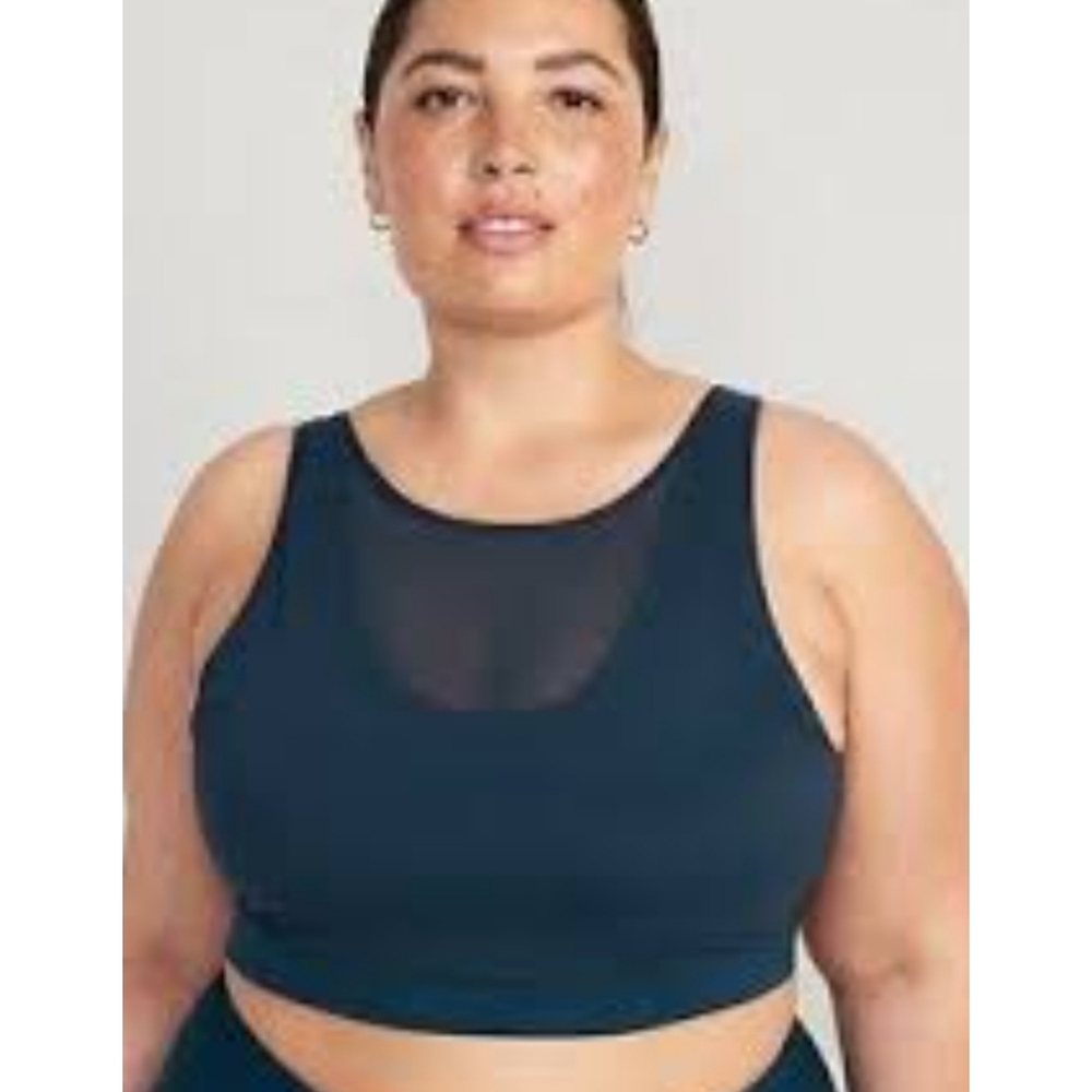 Old Navy Medium Support Powersoft Layered Mesh Sports Bra  Nautical Twilight 4X